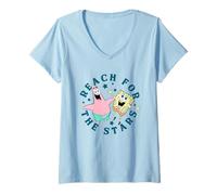 Femme Spongebob Squarepants Reach for The Stars T-Shirt avec Col en V