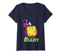 Femme Spongebob Squarepants Ready for Work, comédie Classique des années 90 T-Shirt avec Col en V