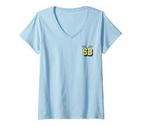 Femme Spongebob Squarepants SB Racing Flags Pocket Logo T-Shirt avec Col en V