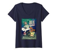 Femme Spongebob Squarepants She Came from Texas T-Shirt avec Col en V