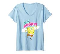 Femme Spongebob Squarepants Spongebob Get Happy Cute Rainbow T-Shirt avec Col en V