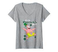 Femme Spongebob Squarepants St. Patrick's Day Patrick Star T-Shirt avec Col en V