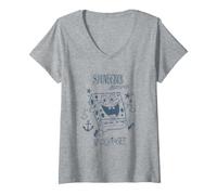 Femme Spongebob Squarepants Vintage Ocean Blue Under The Sea T-Shirt avec Col en V