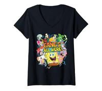 Femme Spongebob The Gang's All Here T-Shirt avec Col en V