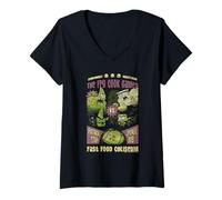 Femme Spongebob vs Patrick Star The Fry Cook Games Funny Cartoon T-Shirt avec Col en V