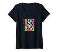 Femme Spooky Ghost Boo Lover Halloween Creature Monster T-Shirt avec Col en V