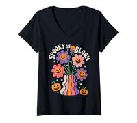 Femme Spooky in Bloom Halloween Boho Vibes T-Shirt avec Col en V