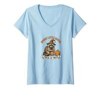 Femme Spooky Little Rascal Halloween Raton Laveur T-Shirt avec Col en V