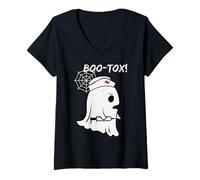 Femme Spooky Nurse Halloween Boo-tox (Botox) Chirurgien Plastique Amusant T-Shirt avec Col en V