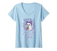 Femme Spooky Social Club, des goules drôles et Mignonnes pour Halloween Qui Aiment Les fantômes T-Shirt avec Col en V