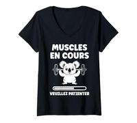 Femme Sport Muscu Muscles En Cours Musclé Humour musculation T-Shirt avec Col en V