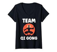 Femme Sport Relaxation Humour Qigong Team Qi Gong T-Shirt avec Col en V