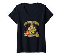 Femme Spotté At The Shore Funny Bigfoot Beach Campfire Halloween T-Shirt avec Col en V