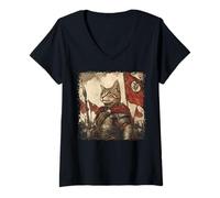 Femme SPQR Empire Roman Legion Cat Warrior Graphique Japonais T-Shirt avec Col en V