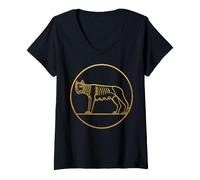 Femme SPQR Roman Rome Loup Romulus Remus T-Shirt avec Col en V