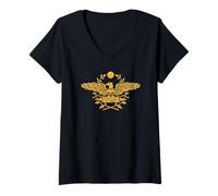 Femme SPQR Rome Caput Mundi Rome Invicta Empire Romain T-Shirt avec Col en V