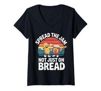 Femme Spread The Jam Not Just on Bread - T-Shirt avec Col en V