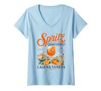 Femme Spritz Veneto Veneziano Venise Vacances sur la côte T-Shirt avec Col en V
