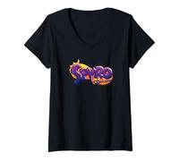 Femme Spyro The Dragon Retro Title Logo Video Game T-Shirt avec Col en V