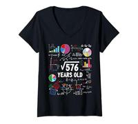 Femme Square Root of 576 24th Birthday 24 Year Old Funny Math Nerd T-Shirt avec Col en V