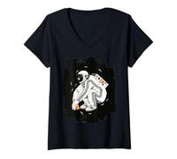 Femme Squatting Gopnik Slav with Tracksuit in Space T-Shirt T-Shirt avec Col en V