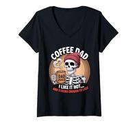 Femme Squelette de papa de café drôle je l'aime chaud T-Shirt avec Col en V