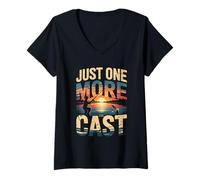 Femme Squelette de pêche Amusant Just One More Cast T-Shirt avec Col en V