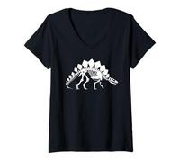 Femme Squelette de stégosaure T-Shirt avec Col en V