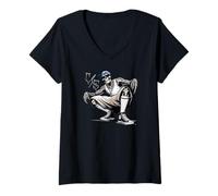 Femme Squelette Gangster Mexicain Cool Cholo Chicano Hip-hop T-Shirt avec Col en V
