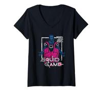 Femme Squid Game Front Man and Guards T-Shirt avec Col en V