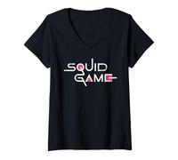 Femme Squid Game Squid Game Logo T-Shirt avec Col en V