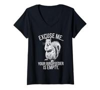 Femme Squirrel Excusez-moi, votre mangeoire à oiseaux est vide pour les amoureux des animaux T-Shirt avec Col en V