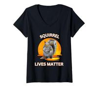 Femme Squirrel Lives Matter drôle sarcastique coucher de soleil amoureux des écureuils T-Shirt avec Col en V