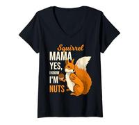 Femme Squirrel Mama Mom I Know I'm Nuts Humour Saying Pun T-Shirt avec Col en V