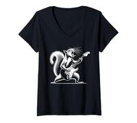 Femme Squirrel Playing Guitar Squirrel Rock And Roll Squirrel Rock T-Shirt avec Col en V