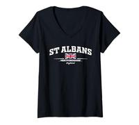 Femme St Albans England T-Shirt avec Col en V