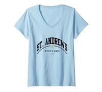 Femme St. Andrews Family St Andrews Royaume-Uni Fife Scotland T-Shirt avec Col en V