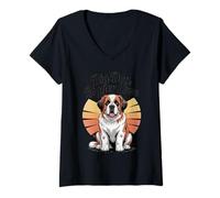 Femme St. Bernard Retro Sunset - Big Dog Bigger Love T-Shirt avec Col en V