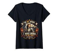 Femme St Jeanne d'arc Am Not Afraid Was Born Do This Catholic Saint T-Shirt avec Col en V