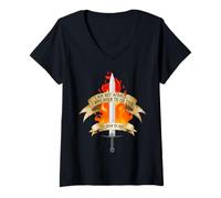 Femme St Jeanne of Arc Am Not Afraid I Was Born Do This Saint T-Shirt avec Col en V
