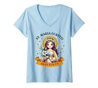 Femme St Maria Goretti Lily Saints Catholique pour Enfants Filles T-Shirt avec Col en V