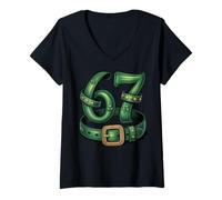 Femme St Patrick 67 Leprechaun Funny 67 Meme T-Shirt avec Col en V