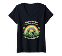 Femme St Patrick Days at The End of The Rainbow Familial T-Shirt avec Col en V