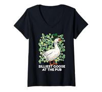 Femme St Patrick Goose Silliest at Pub Saint Paddys Femme Homme T-Shirt avec Col en V