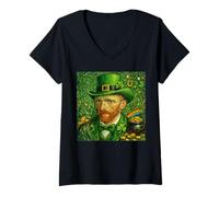 Femme St Patrick Peinture d'art Autoportrait Van Gogh T-Shirt avec Col en V