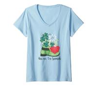 Femme St. Patricks Day GNOME and Shamrock Decor for Women Kiss Me T-Shirt avec Col en V