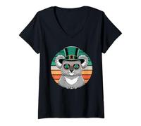 Femme St Patricks Day Koala Shamrock Hat Retro T-Shirt avec Col en V