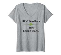 Femme St-Patrick's Day Teacher Lucky Teach Lesson Plans Clover T-Shirt avec Col en V