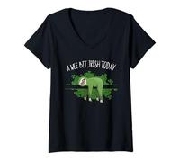 Femme St Pattys Day Chill Out Paresseux | A Wee Bit Irish Today T-Shirt avec Col en V