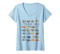 Femme St Pete Beach Floride Motif Poisson coloré T-Shirt avec Col en V